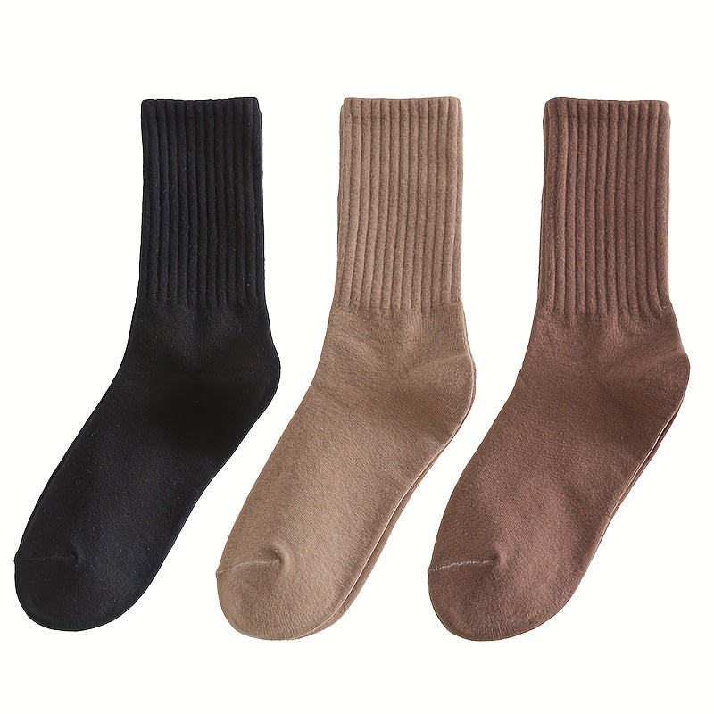 6 Pairs Solid Crew Sports Socks Women's Stockings & Hosiery