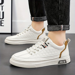 Men's Lace up Sneakers Casual Walking Shoes with PU Leather Upper