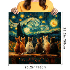 1000pcs Starry Night Sky Cat Puzzle Jigsaw Game for Ages 14 DIY Home Decor