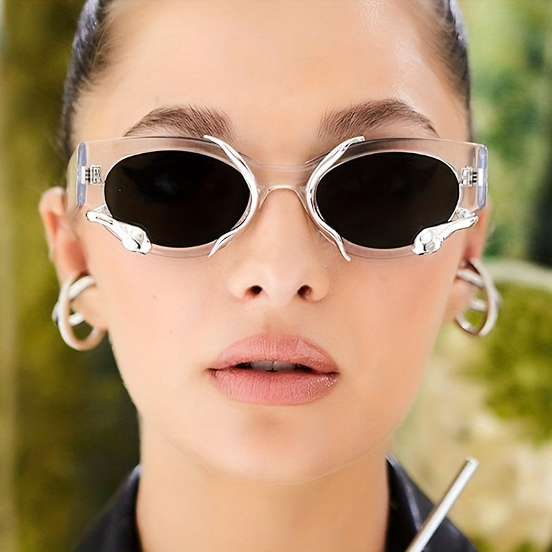 Y2K Snake Sunglasses Oval Shades UV400