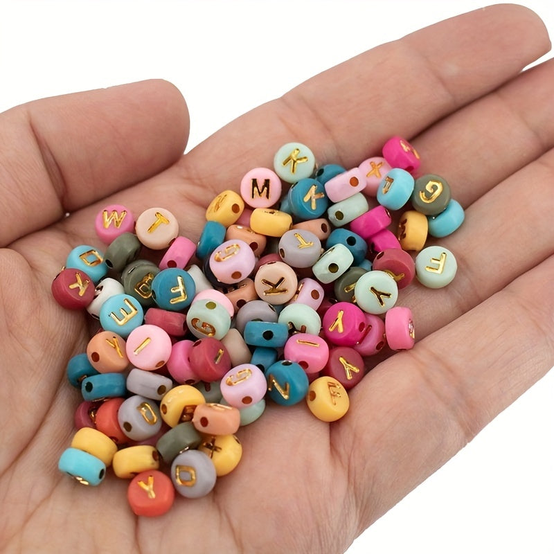 100PCS Colorful Alphabet Beads Jewelry Making Bracelets Necklaces Key Chains