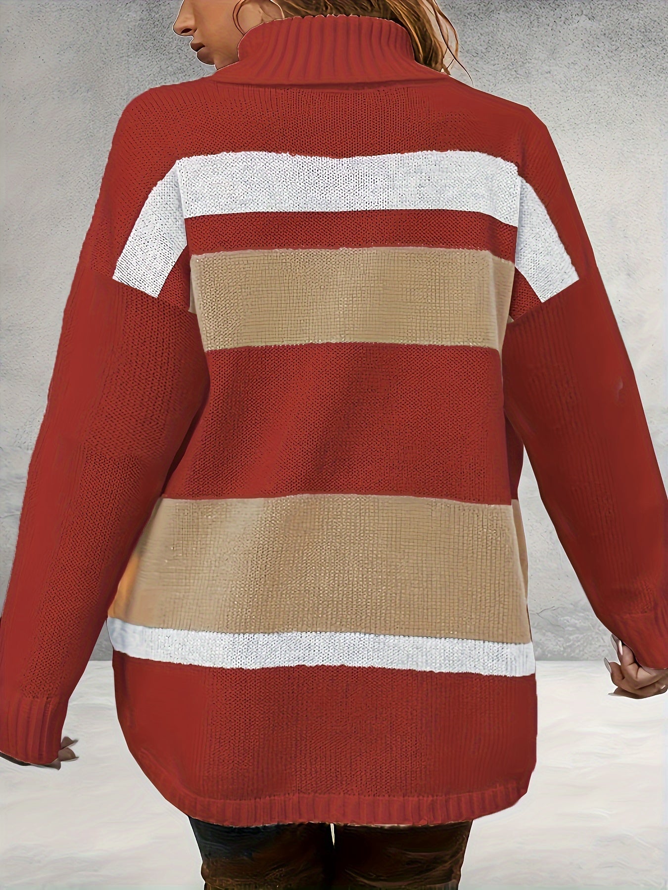  Colorblock Turtle Neck Sweater
