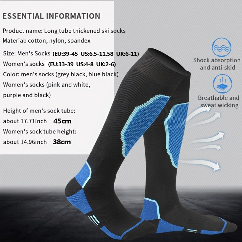 Men's Heated Crew Boot Socks Winter Thermal Ski Socks for Cold Weather