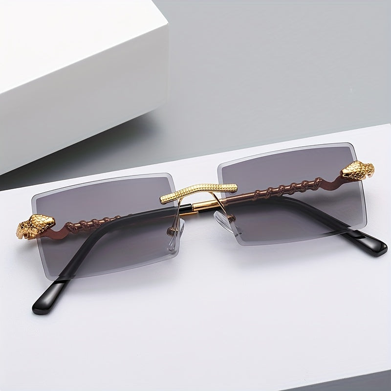 Metal Rimless Sunglasses Serpentine Small Square Sun Glasses Outdoor Eyewear