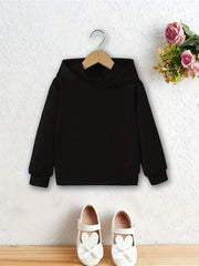 Kids Solid Hooded Sweatshirt, Comfortable & Versatile