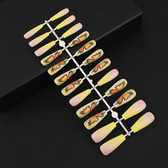 24 pcs Glossy Coffin Press On Nails Acrylic False Nails Long for Women and Girls