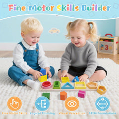 Wooden Toy Shape and Color Recognition Blocks Set
