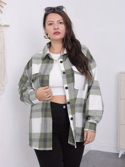  Plaid Print Button Up Collar Shirt Top