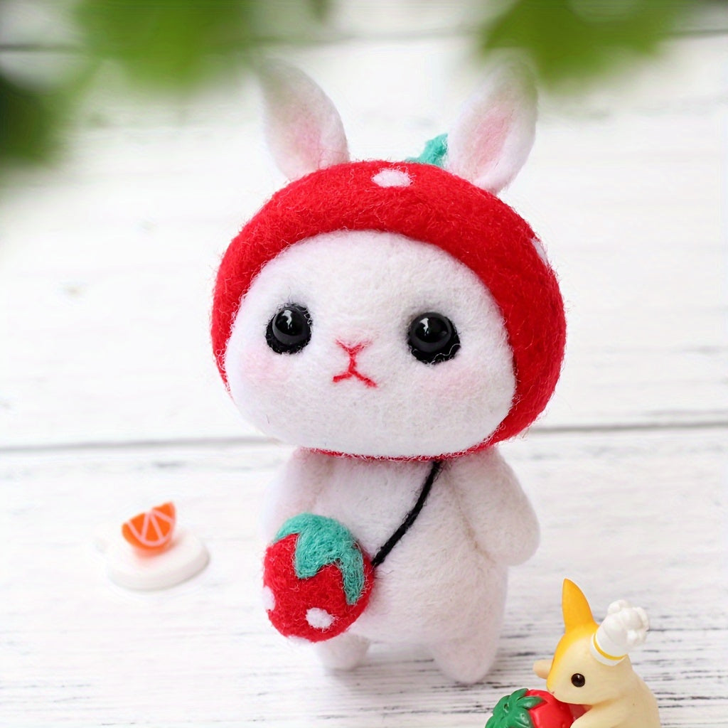 Red Strawberry Rabbit Felt DIY Material Package Doll Decoration Sewing Beginner