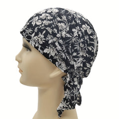 Floral Print Triangle Turban Cap Vintage Cotton Bandana Women Head Wrap