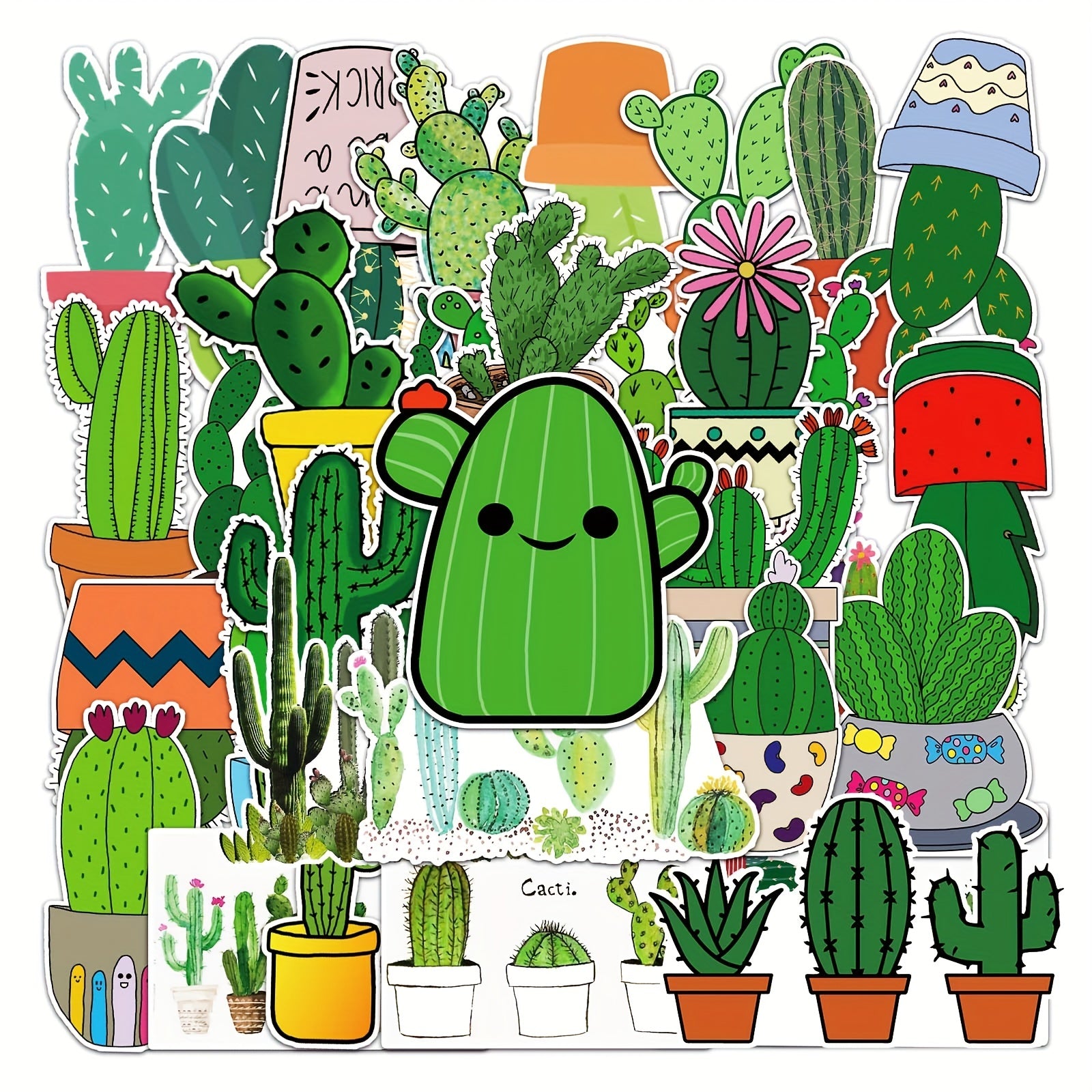 50pcs Cactus Waterproof Stickers for Water Bottles Laptop Scrapbook Lugg