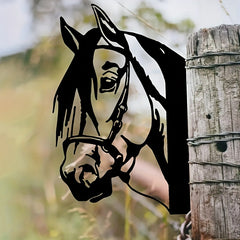 Peeping Horse Outdoor Wall Decor Metal Animal Silhouette Yard Ornament