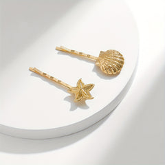Ocean Series Hairpin Metal Golden Shell Starfish Hair Pin for Side Hair Bang