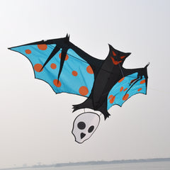 Bat Shaped Kite With Skull Tail Easy Setup Fly Family Outdoor Party Game