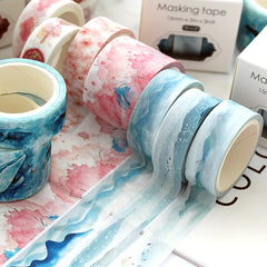 3pcs Flower Pattern Washi Paper Stickers Tape for DIY Scrapbook