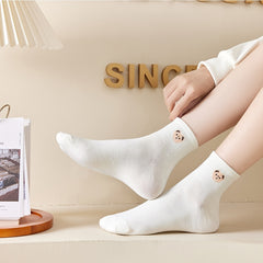 5 Pairs Soft Teddy Bear Crew Socks Women's Stockings