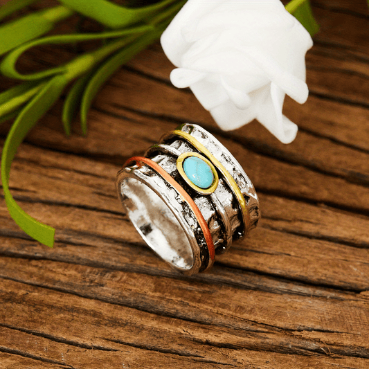 Boho Style Turquoise Band Ring Vintage Finger Accessory for Women & Girls