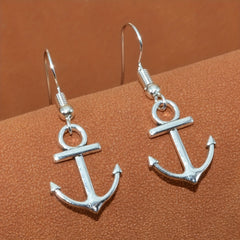 Retro Silvery Anchor Earrings & Fashionable Jewelry for Women