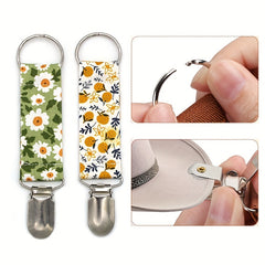 Printed Fabric Hat Hanger Outdoor Travel Bag Clip Lightweight Portable