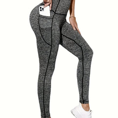High Waist Yoga Leggings Pocket Skinny Butt Lifting Running Pants