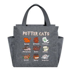Cartoon Potter Cats Lunch Bag Insulated Oxford Cloth Cooler Box