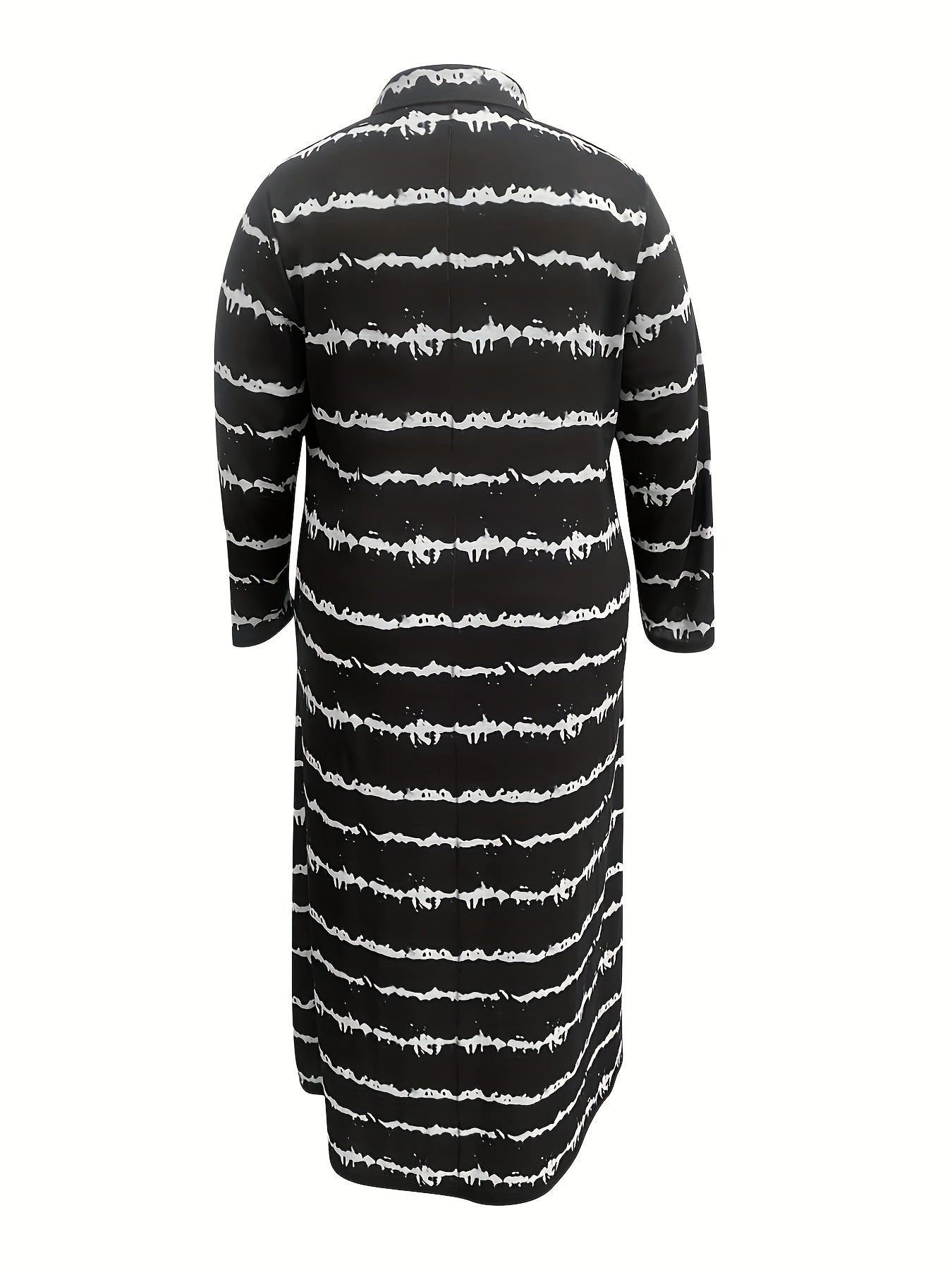  Stripe Print Button Up Shirt Dress