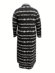  Stripe Print Button Up Shirt Dress