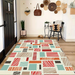 Soft Geometric Area Rug Washable Non Slip Backing Low Pile Non Shed