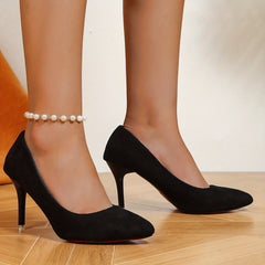 Women's Classic Court Pumps Pointed Toe Slip On Stiletto Heels