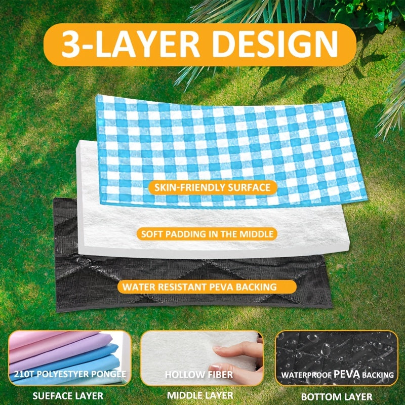 Waterproof Picnic Blanket With Carry Strap - Family Camping Beach Party