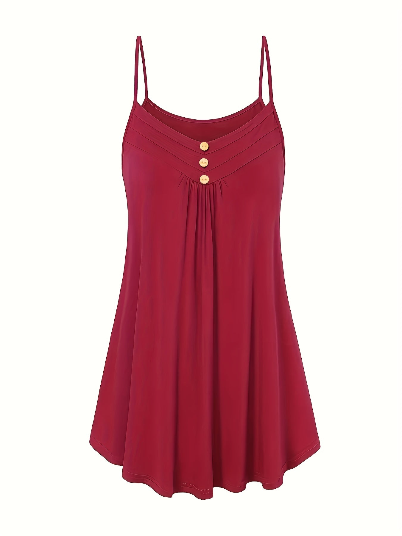  Ribbed Button Round Neck Cami Top