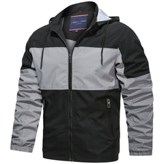 Men's Casual Zipper Block Hooded Jacket