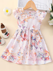 Summer Ruffle Short Sleeve Floral Tropical Dress Toddler Girls