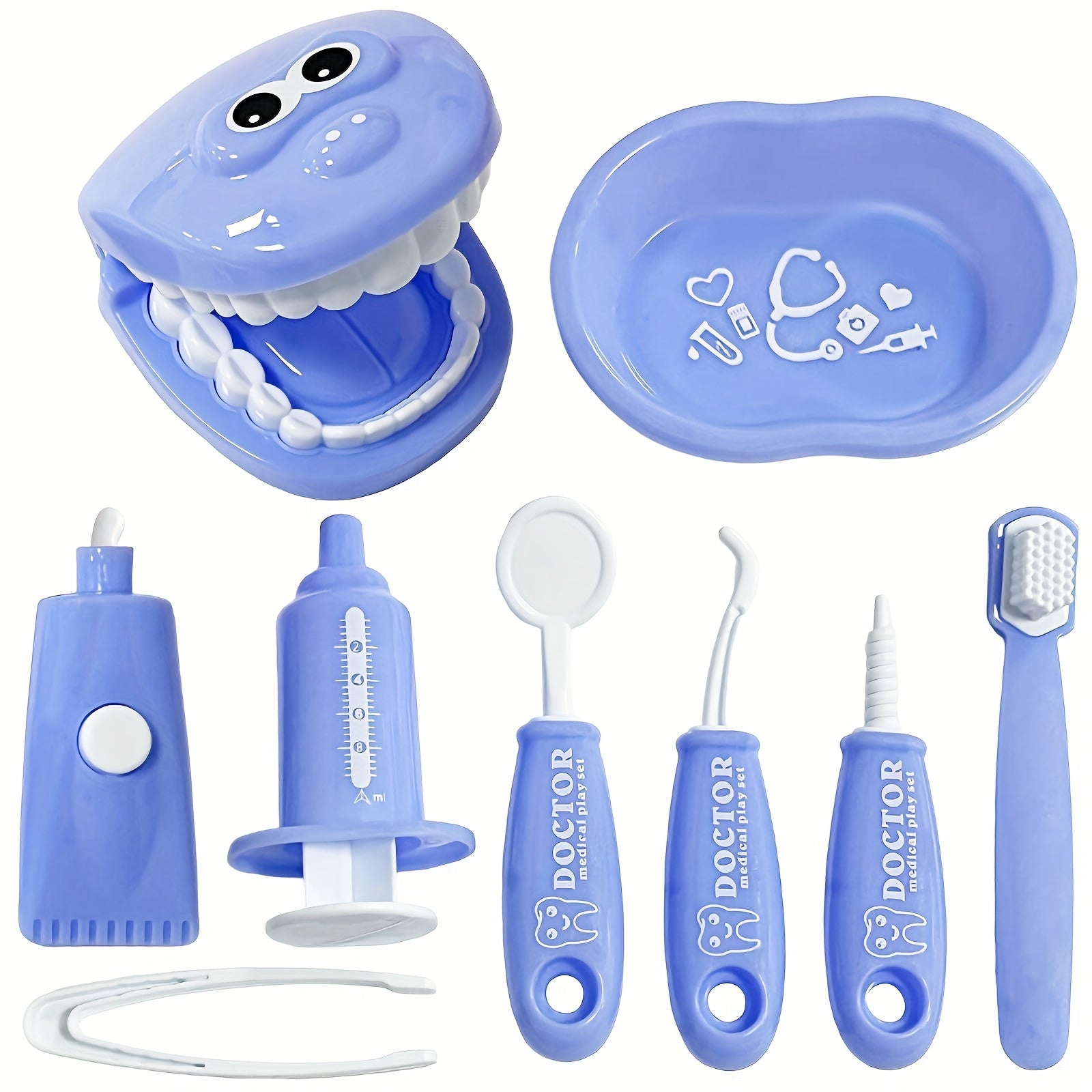 9pcs Plastic Dentist Simulation Game Set Medical Kit Children's Pretend Play Toy