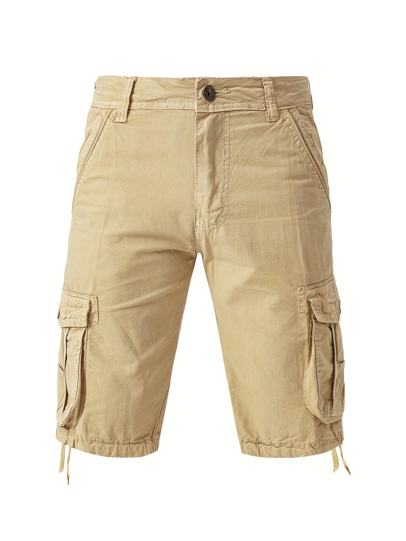 Solid Cotton Men's Cargo Short Pants Lightweight Below Knee Work Outdoors