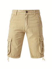 Solid Cotton Men's Cargo Short Pants Lightweight Below Knee Work Outdoors