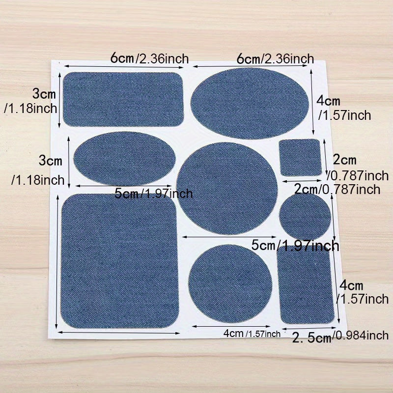 Denim Patch Multiple Sizes for Repairing Holes and Decorating Clo