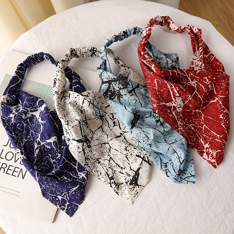 Floral Print Chiffon Triangle Scarf Bandana Boho Head Wrap Hair Accessory