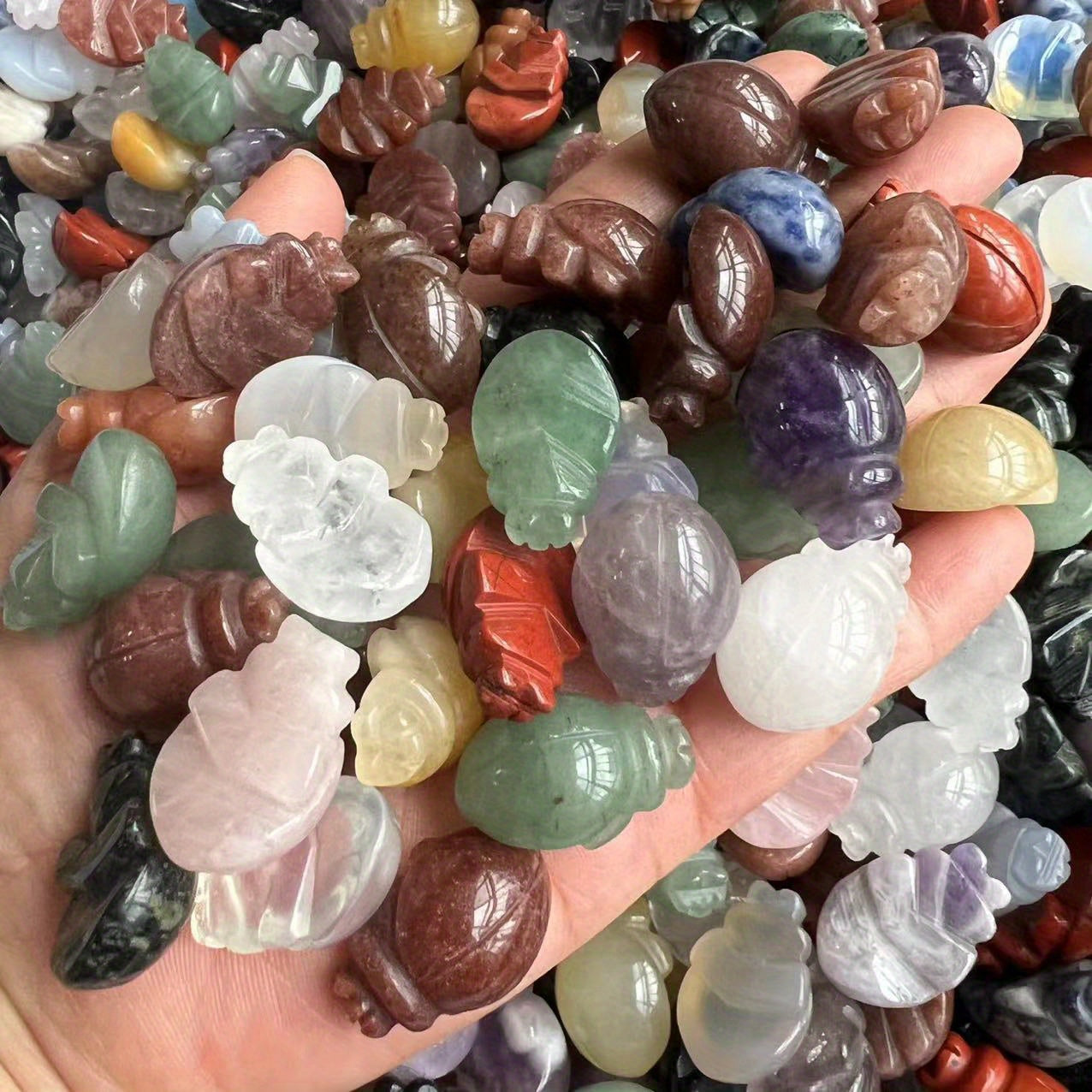 Carving Dung Beetle Natural Healing Crystal Jewelry Desk Decor Children Gift