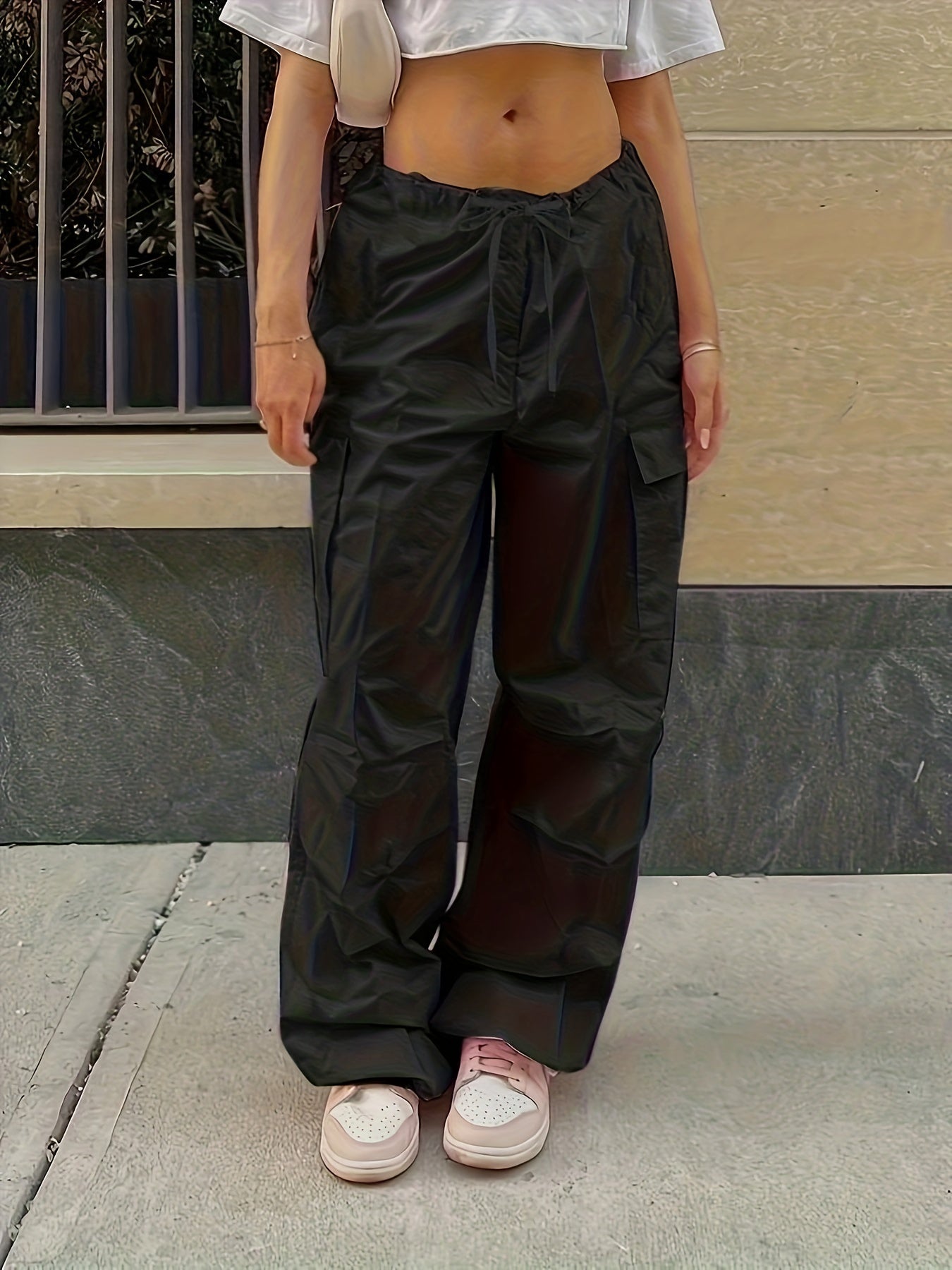  High Rise Cargo Jogger Trousers with Pockets