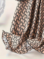  Allover Print Lantern Sleeve Casual Dress with Belt