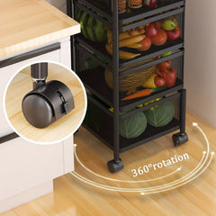 3-layer Rotating Storage Rack Floor Standing Shelf Utility Organizer Cart