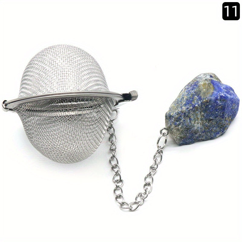 Stainless Steel Tea Infuser Ball Strainer with Healing Stones Rose Quartz