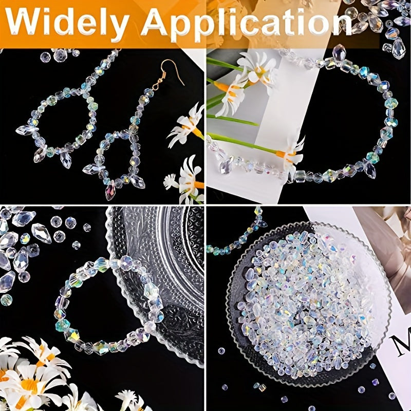300pcs AB Crystal Glass Mixed Loose Beads DIY Jewelry Making Supplies