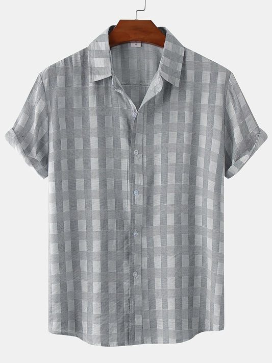 Men's Casual Plaid Short Sleeve T-Shirt for Summer