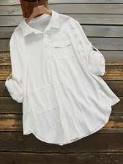  Casual Blouse Women's Plus Roll Up Sleeve Button Up Blouse