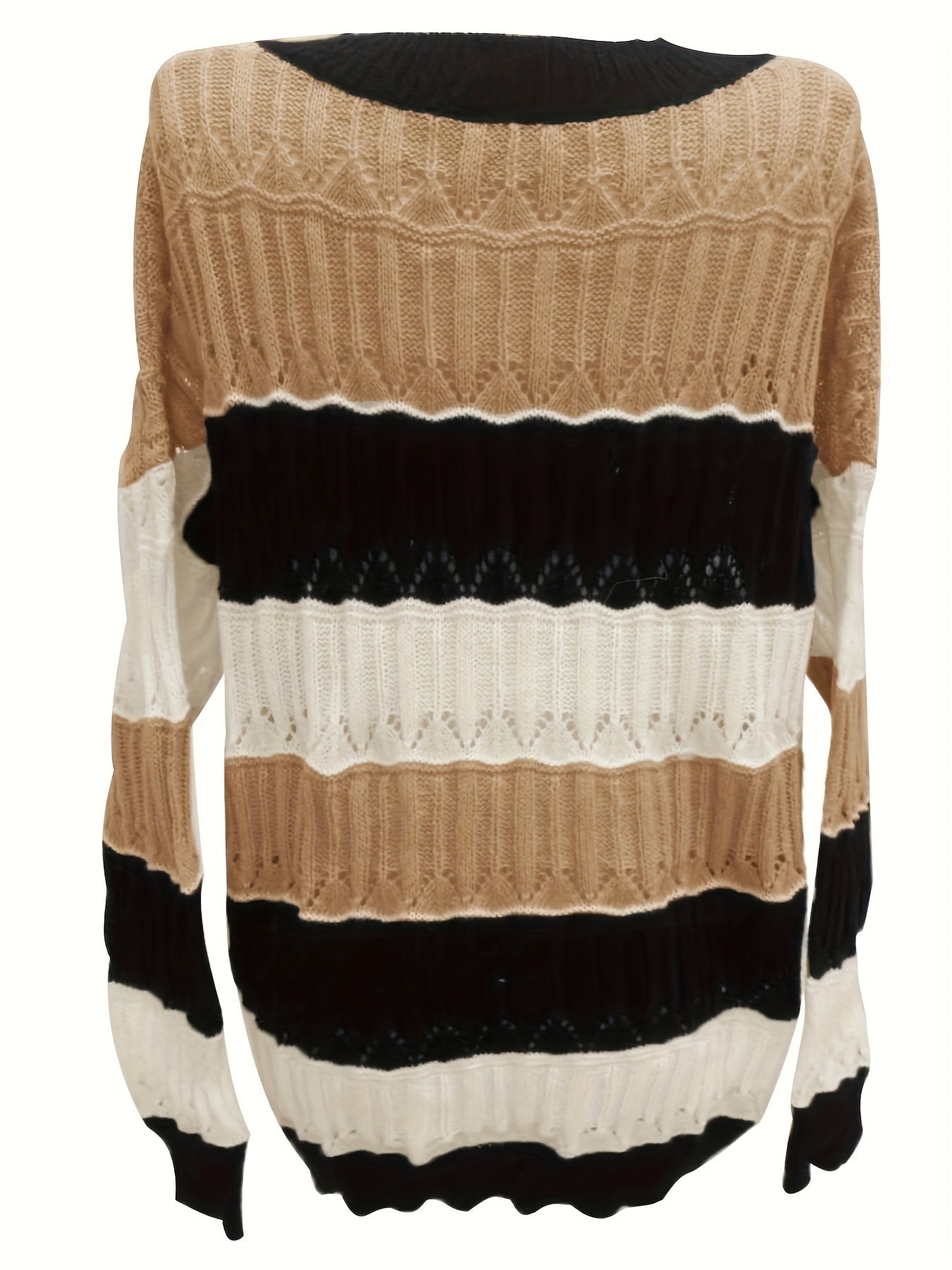  Colorblock V Neck Sweater High Stretch Jumper