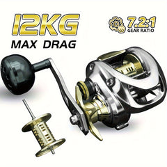 Baitcasting Reel 7.2:1 Metal Fishing 12kg Tensile