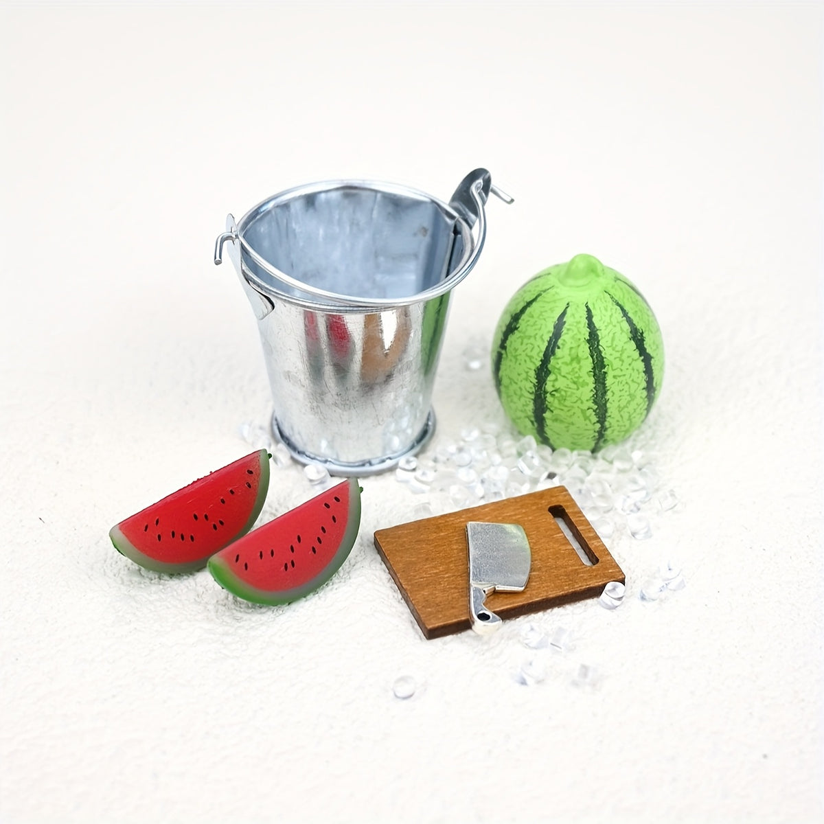 Dollhouse Fruit Set: Ice Bucket Cantaloupe & Watermelon