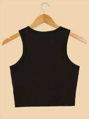 Mushroom & Frog Print Crop Tank Top Sleeveless Casual Top